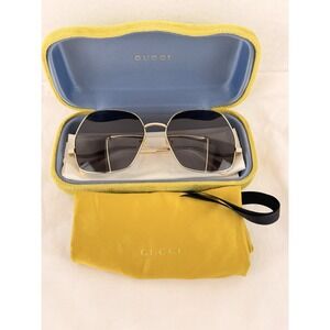 Gucci GG0972S‎ 001 Gold Oversized Sunglasses 60mm w/ Case Authentic Kering